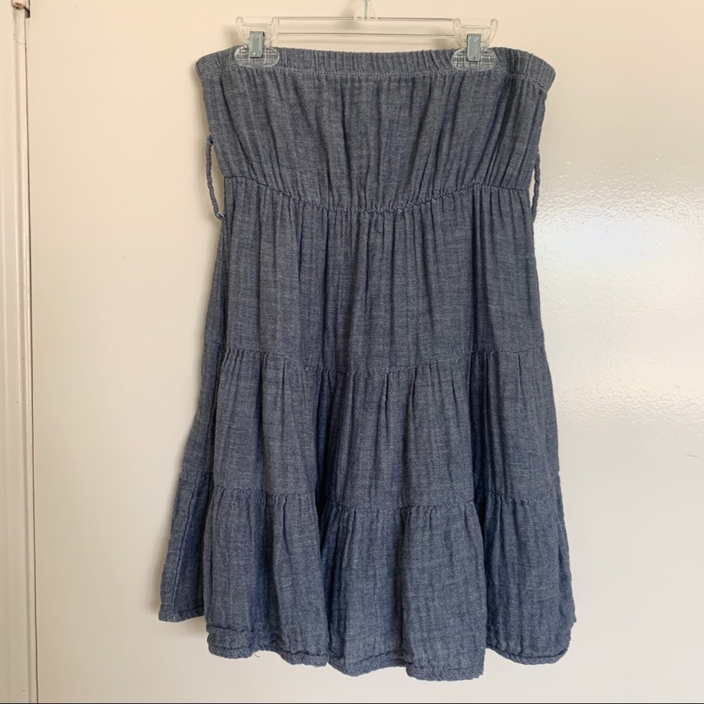 Blue Strapless Babydoll Dress